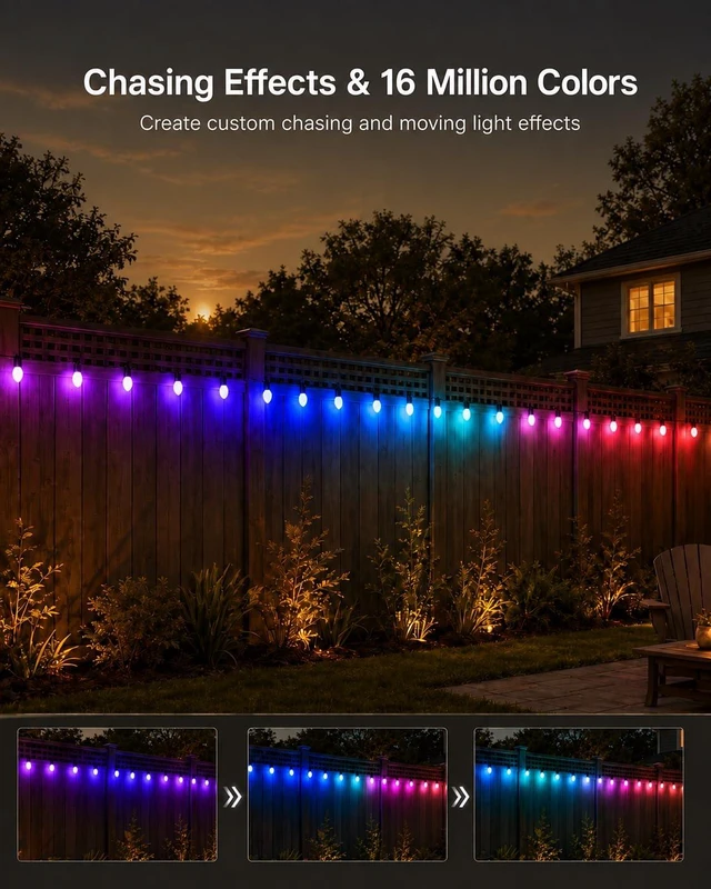 Alt view image 4 of 7 - HIITEN 49FT 50LED Smart C9 Christmas Lights Outdoor Vintage Christmas Light
