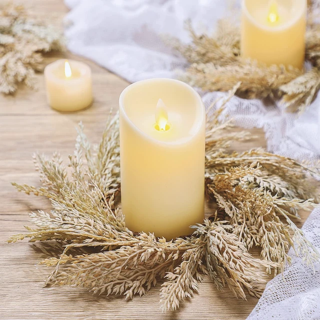 Alt view image 2 of 7 - panelee 4 Pcs Pampas Grass Candle Rings Wreath Fall Decoration, 3.9 Inch