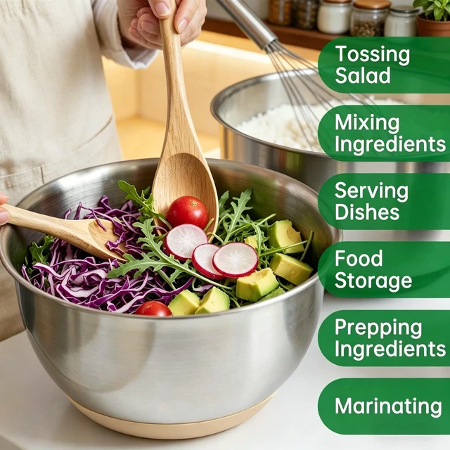 Alt view image 5 of 7 - Deedro Mixing Bowls with Airtight Lids, Stainless Steel Mixing Bowls Set