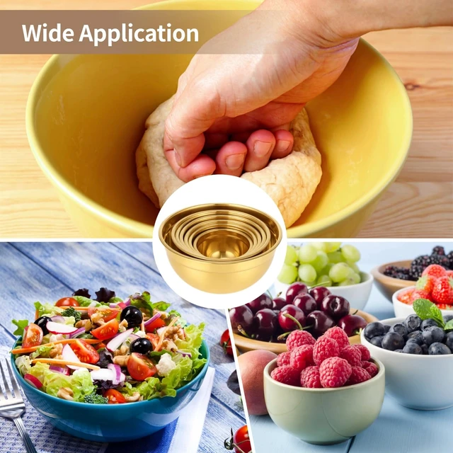 Alt view image 6 of 6 - 20 PCS Gold Mixing Bowls with Lids Set - 7 Mixing Bowls with 3 Graters, 8 Measuring Spoons, 1 Whisk, and 1 Food Tong, Nesting Bowl Set for Baking, Cooking, Meal Prep