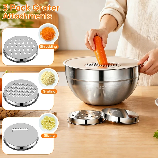 Alt view image 3 of 7 - Stainless Steel Mixing Bowls with Lids Set, 4 Pack Cooking Bowls