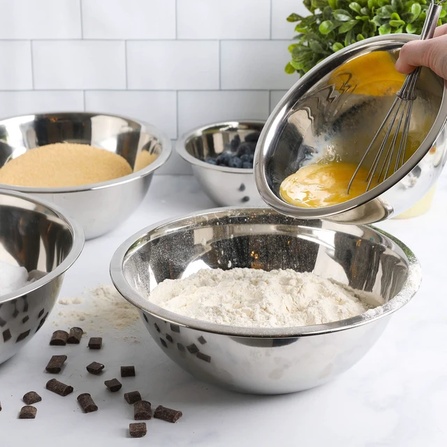 Alt view image 5 of 7 - WHYSKO Stainless Steel Mixing Bowls Set, 5-Piece Meal Prep & Food Storage