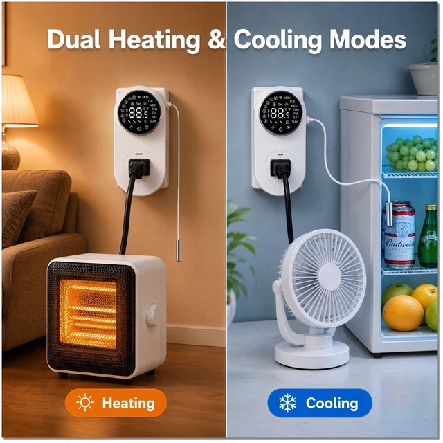 Alt view image 4 of 6 - Plug in WiFi Thermostat, Knob Temp Controller with Probe, App Control