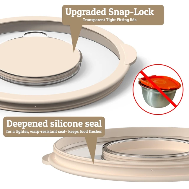 Alt view image 4 of 7 - Mixing Bowles Set with Lids Set - Warp-Proof TPR-AS Lids, Stainless Steel Mixing Bowl with 3 Graters & Measuring Lines, Non-Slip Bowls for Baking, Prep, Airtight Food Storage (Khaki 5/3/2/1.5/0.63QT)