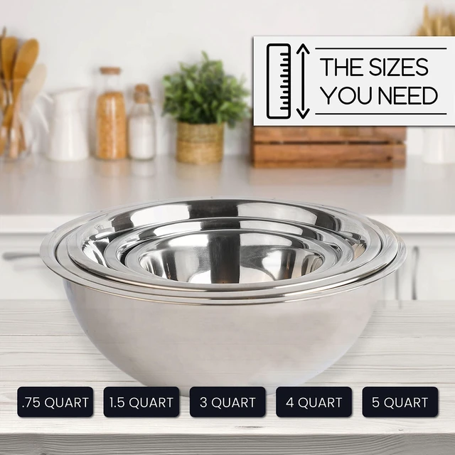 Alt view image 6 of 7 - WHYSKO Stainless Steel Mixing Bowls Set, 5-Piece Meal Prep & Food Storage