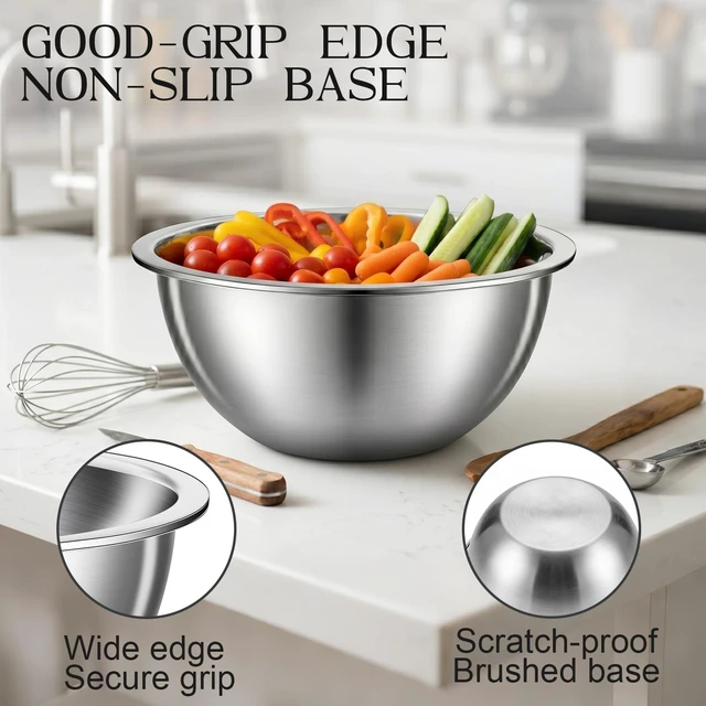 Alt view image 3 of 7 - DUTZUN Kitchen Gadgets, Stainless Steel Mixing Bowls & Colander Strainer