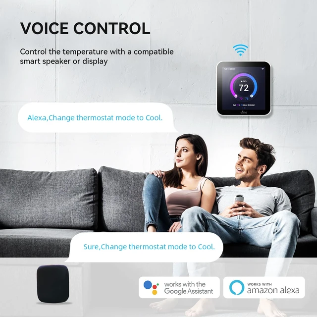 Alt view image 5 of 7 - vine Smart Thermostat Larger Color Screen Thermostats for Home Heat and AC, 7 Day Programmable WiFi Thermostat App Control Compatible with Alexa and Google Assistant, C-Wire Required