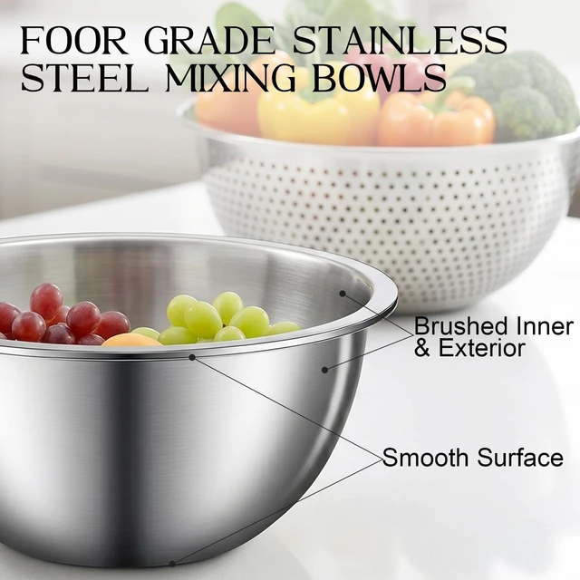 Alt view image 7 of 7 - DUTZUN Kitchen Gadgets, Stainless Steel Mixing Bowls & Colander Strainer