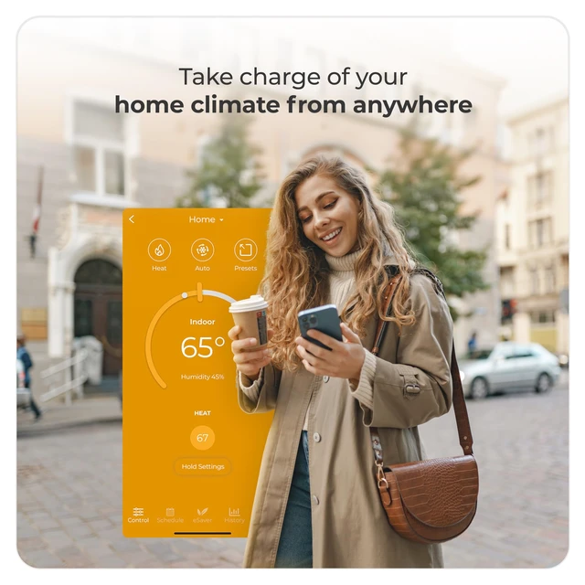 Alt view image 5 of 7 - Cielo Smart Thermostat Eco for Central HVAC, Energy Star Certified (Black)