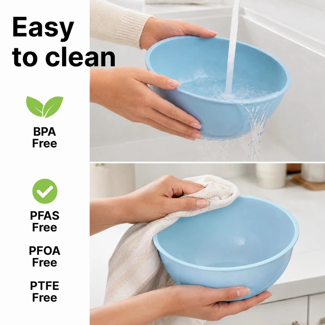 Alt view image 7 of 7 - Zulay Kitchen 12 Piece Plastic Mixing Bowls with Lids Set - Leak-Proof Microwave & Freezer Safe Stackable Mixing Bowl Set for Preparing, Serving and Storing - Non-Slip Large Nesting Bowls (Blue Ombre)