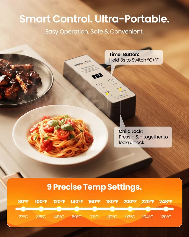 Alt view image 2 of 7 - Electric Food Warming Tray, 3-Fold Design Food Warmer for Parties & Buffet