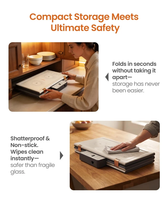 Alt view image 4 of 7 - Electric Food Warming Tray, 3-Fold Design Food Warmer for Parties & Buffet