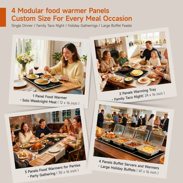 Alt view image 3 of 7 - Modular 47 x 16 Inch Food Warmers for Parties Buffet, Electric Warming Tray