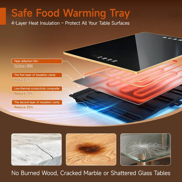 Alt view image 5 of 7 - Modular 47 x 16 Inch Food Warmers for Parties Buffet, Electric Warming Tray