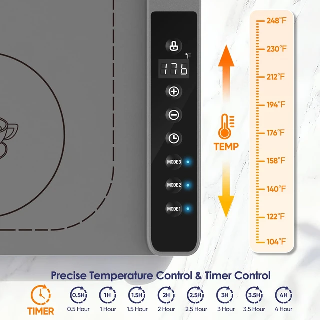 Alt view image 3 of 7 - Warming Mat for Food, 3-Zone Food Warming Mat, 36x15 Inch Food Warmer Chafing Dishes for Buffet, 9 Temp&Timer, Child Safety Lock,18mm Feet Protects Table for Kitchen & Daily Use (Gray-36inches)