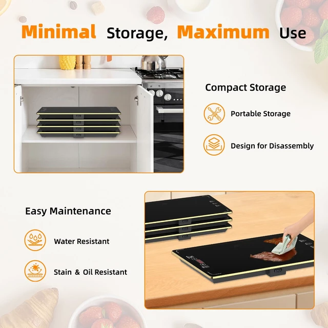 Alt view image 5 of 7 - 4-in-1 Detachable Electric Warming Tray, Expandable Buffet Server 33x15 Inch, 104-248°F with 24H Timer, Chafing Dishes & Food Warmers
