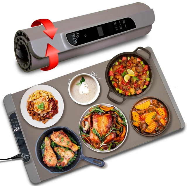 Main image of Food Warming Mat 26x15 Inch, Silicone Electric Warming Tray with 11 Temperature Levels, 6 Preset Modes, Child Lock, 10-Hour Timer, Dual Temperature Display, Auto Shut-Off for Parties & Catering
