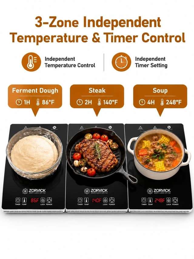 Alt view image 2 of 7 - Electric Warming Trays, 3-in-1 Independent Temp Control