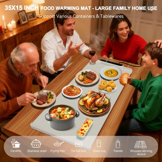 Alt view image 3 of 7 - GEVINFA Extra Large Food Warming Mat 36"x16" Inches with 11 Heating Modes