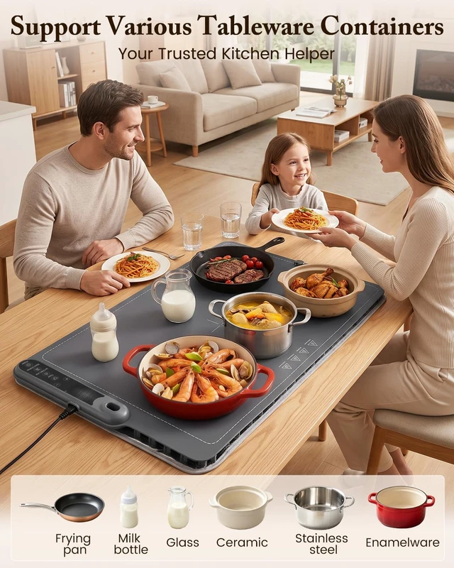 Alt view image 6 of 7 - Warming Mat for Food 15"x23.5", Upgrade Live Temperature Display, 2.2M Cord