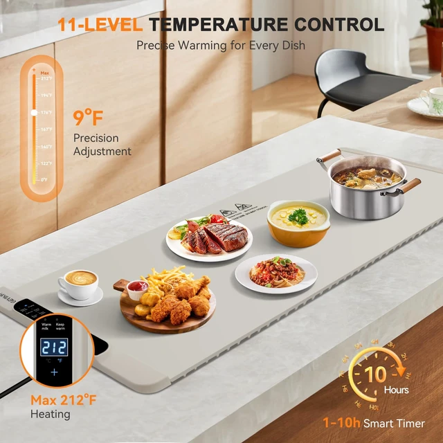 Alt view image 4 of 7 - GEVINFA Extra Large Food Warming Mat 36"x16" Inches with 11 Heating Modes
