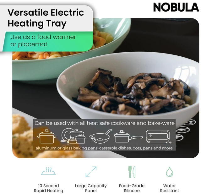 Alt view image 7 of 7 - Nobula Electric Warming Tray Charcoal - Portable & Foldable Food Warming Mat for Buffets, Countertops & Parties - 3 Adjustable Temperature Settings