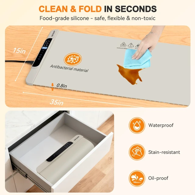Alt view image 6 of 7 - GEVINFA Extra Large Food Warming Mat 36"x16" Inches with 11 Heating Modes