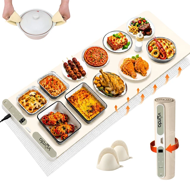 Main image of Food Warming Mat, 13 Level Temperatures, 47x15 Inches, Child Lock, 465W