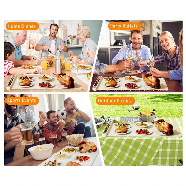 Alt view image 2 of 6 - Food Warming Mat for Food Warmers for Parties Buffet Servers and Warmers, Electric Warming Trays for Buffets Party, Portable Food Warmers for Food Trays Buffet Warmer Rollable & Portable Food Warmer