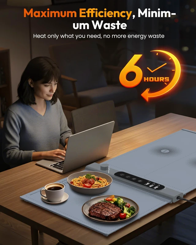 Alt view image 4 of 7 - Warming Mat for Food with 3-Zone Independent Control, Extra Large 40"x17"