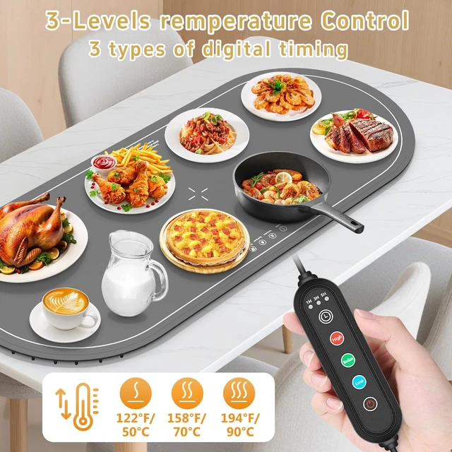 Alt view image 4 of 7 - Warming Mat for Food Extra Large,36"x16" XXL Food Warming Mat,Gray