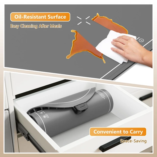 Alt view image 5 of 7 - Warming Mat for Food Extra Large,36"x16" XXL Food Warming Mat,Gray