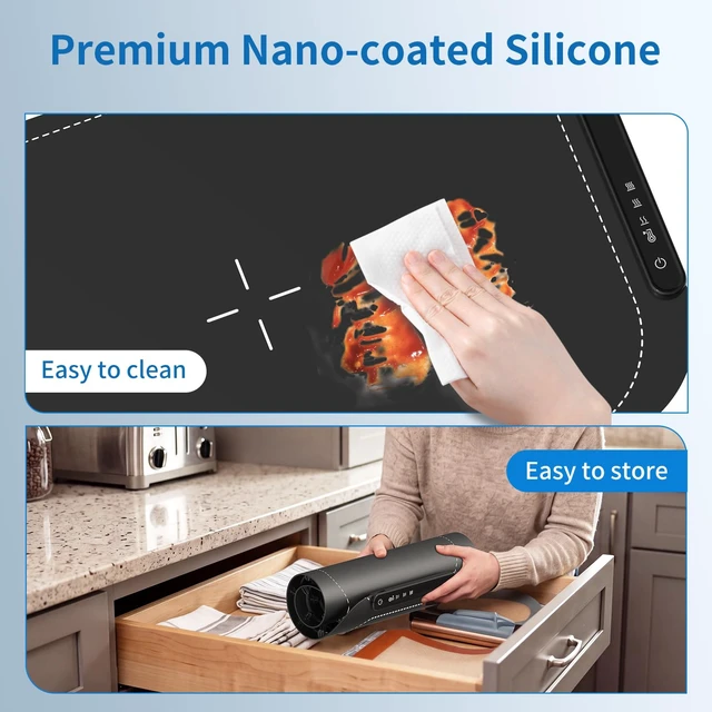 Alt view image 3 of 7 - Monteka Warming Mat for Food with 3 Temperature Levels- 140/176/212