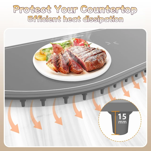 Alt view image 6 of 7 - Warming Mat for Food Extra Large,36"x16" XXL Food Warming Mat,Gray