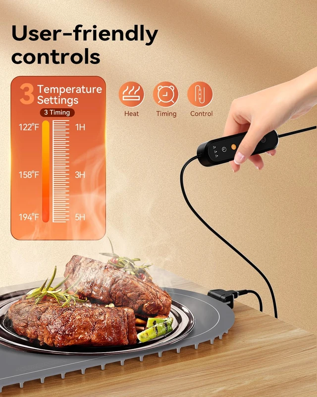 Alt view image 6 of 7 - Warming Mat for Food Extra Large, 36"x15" Food Warming Mat with Heat Insulation Pad, Silicone Heating Mat for Food, Rollable & Portable, Food Warmers for Parties Buffet,Gatherings,Everyday Use