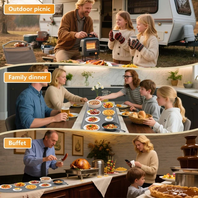Alt view image 7 of 7 - Warming Mat for Food Extra Large,36"x16" XXL Food Warming Mat,Gray