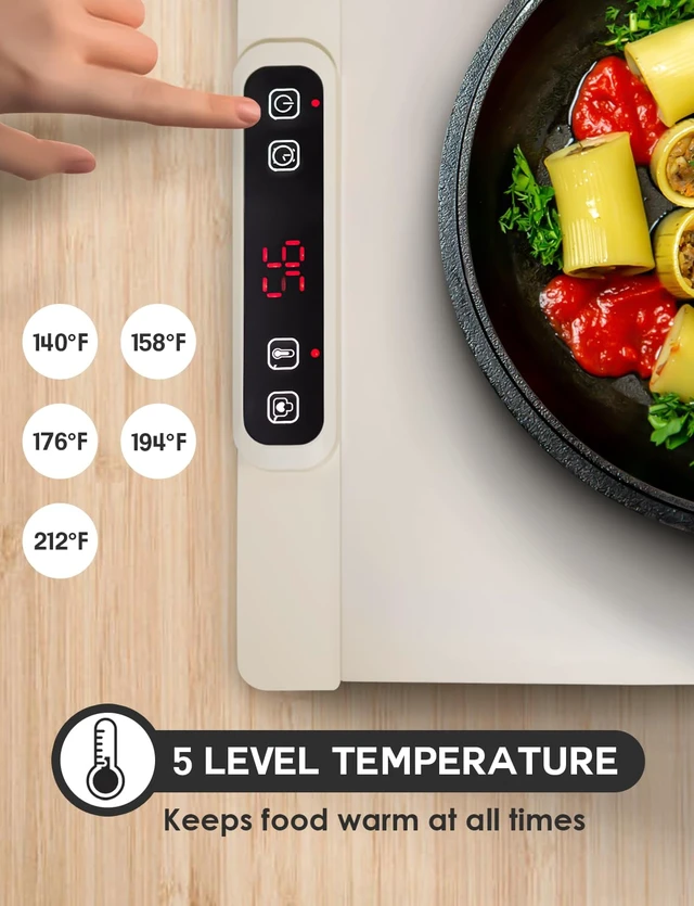 Alt view image 2 of 7 - Electric Warming Tray - Rollable/Portable Warming Mat with Timer, Heating and Child Locks Control Feature - Electric Heating Pad for Party, Buffet, Picnic - Food Warmer Mat for Camping,Travel
