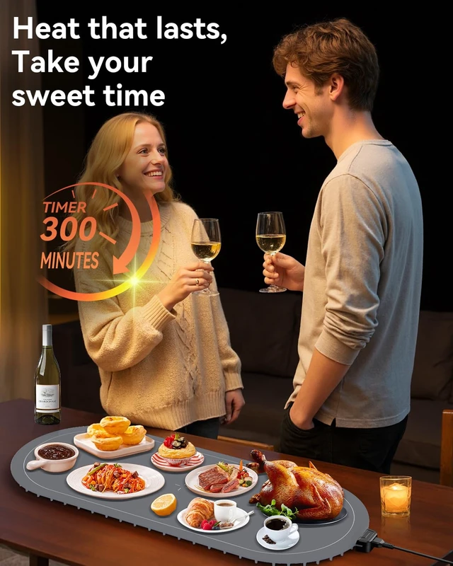 Alt view image 7 of 7 - Warming Mat for Food Extra Large, 36"x15" Food Warming Mat with Heat Insulation Pad, Silicone Heating Mat for Food, Rollable & Portable, Food Warmers for Parties Buffet,Gatherings,Everyday Use