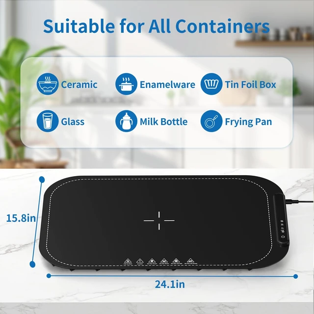 Alt view image 6 of 7 - Monteka Warming Mat for Food with 3 Temperature Levels- 140/176/212