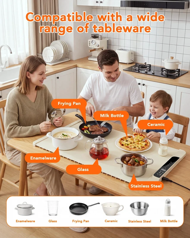 Alt view image 2 of 7 - Warming Mat for Food, 36"x15" Large Food Warmers for Parties Buffet