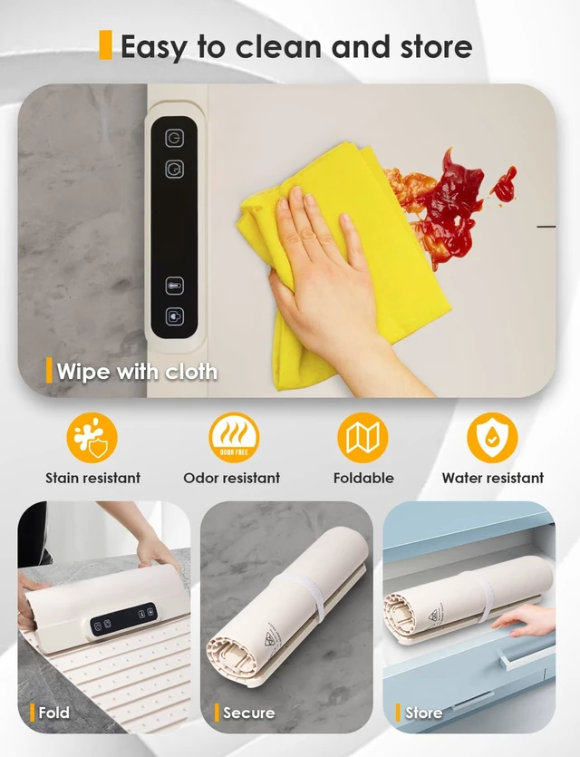 Alt view image 4 of 7 - Electric Warming Tray - Rollable/Portable Warming Mat with Timer, Heating and Child Locks Control Feature - Electric Heating Pad for Party, Buffet, Picnic - Food Warmer Mat for Camping,Travel