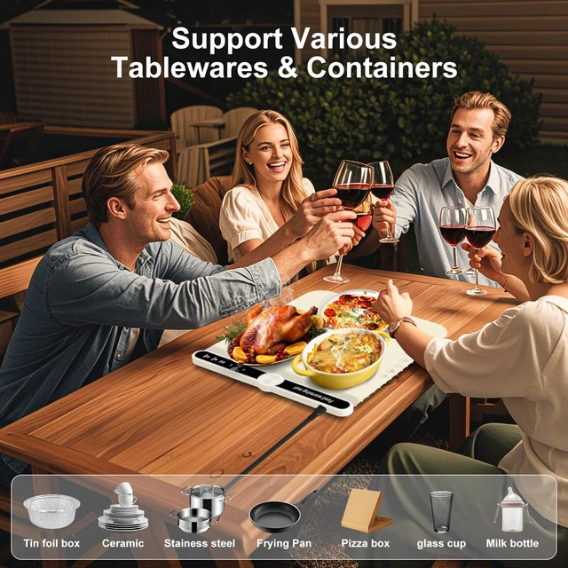 Alt view image 7 of 7 - Small Warming Mat for Food 15"x16" - 9-Level Temp Control 120V