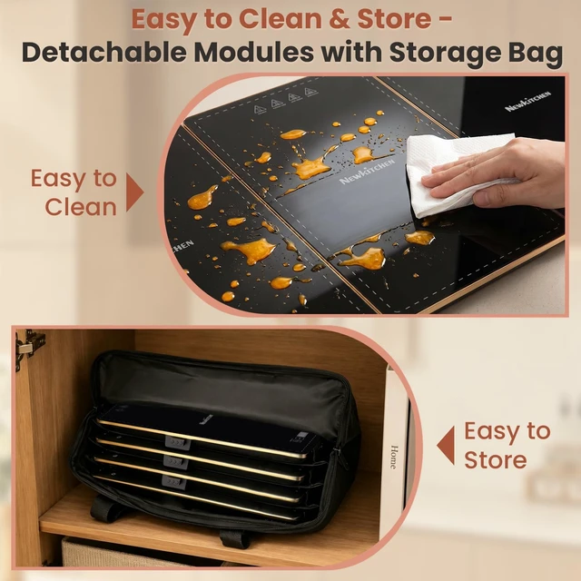Alt view image 7 of 7 - Newkitchen 4-in-1 Electric Warming Tray,35"x15", with Storage Bag, Black