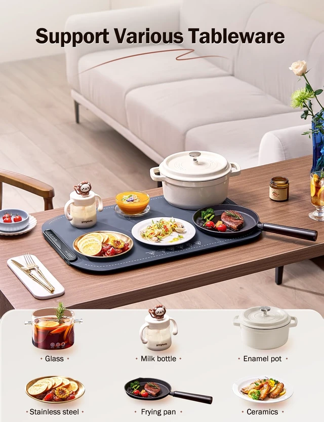 Alt view image 2 of 7 - Food Warming Mat, 24 x 16 in, Electric Warming Tray, Warming Mat for Food