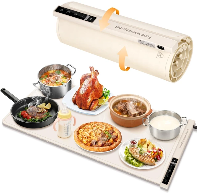 Main image of Extra Large Food Warming Mat with Heat - Electric Silicone Food Warming Tray for Buffet, Rollable Food Warmer Mat for Countertop,Heating Mat with Timer and 7 Heat Levels, Rollable Portable Food Warmer