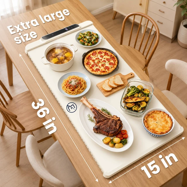 Alt view image 2 of 7 - Extra Large Food Warming Mat 36 x 15 Inch, 122-212°F, 10H Timer, Child Lock