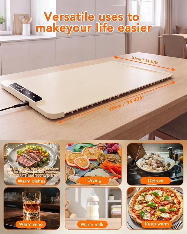 Alt view image 6 of 7 - Warming Mat for Food, 36"x15" Large Food Warmers for Parties Buffet