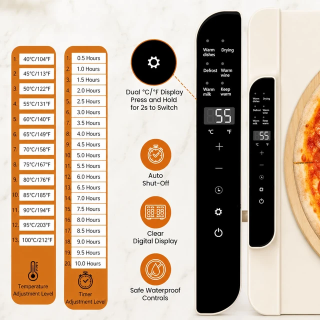 Alt view image 3 of 7 - Extra Large Food Warming Mat 36 x 15 Inch, 122-212°F, 10H Timer, Child Lock
