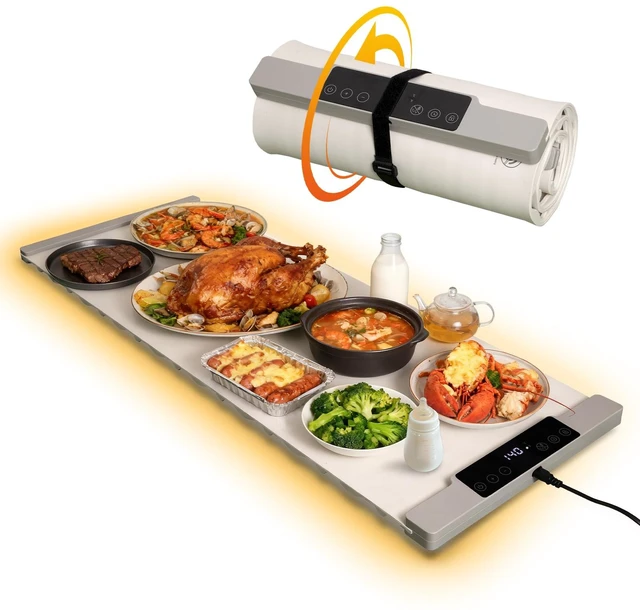 Main image of Warming Mat for Food Extra Large 35.4x13.4 7 Temperature Settings Silicone Food Warming Mat Roll up Food Warmer with Full Surface Heating Warming Pad Electric Warming Tray for Buffets Party Home