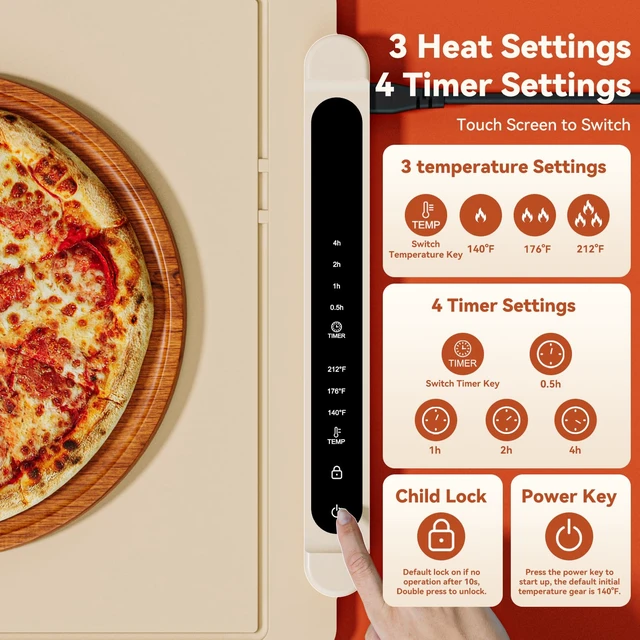 Alt view image 2 of 7 - Warming Mat for Food Warmer Pad: 24"X16" Adjustable Foldable Silicone Electric Warming Tray for Buffets Party - Fast Heating Portable Hot Plates for Countertop Kitchen Travel Home Ideas